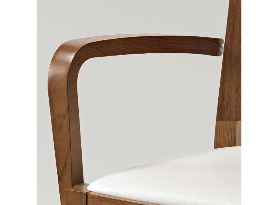 Krzesło kuchenne z drewna bukowego Siedzisko ze skóry ekologicznej z podłokietnikami - Florent Viadurini