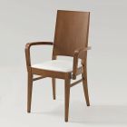 Krzesło kuchenne z drewna bukowego Siedzisko ze sztucznej skóry z podłokietnikami - Florent Viadurini