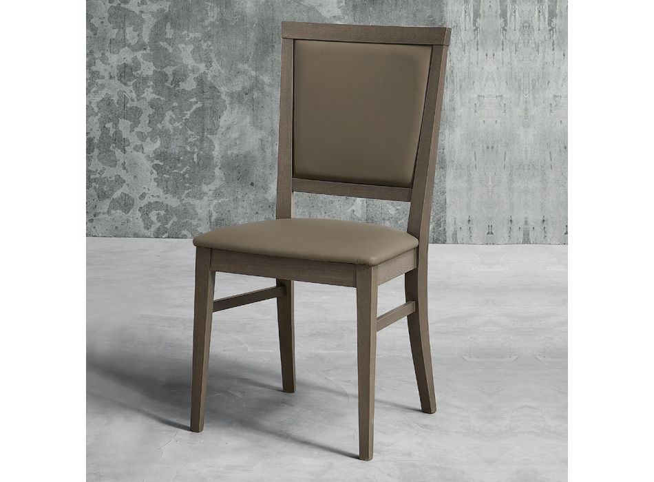 Nowoczesne krzesło kuchenne z drewna i ekoskóry Made in Italy - Taver Viadurini