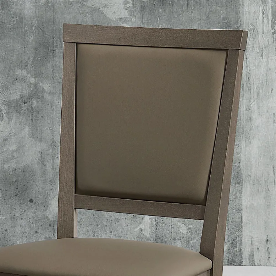 Nowoczesne krzesło kuchenne z drewna i ekoskóry Made in Italy - Taver Viadurini