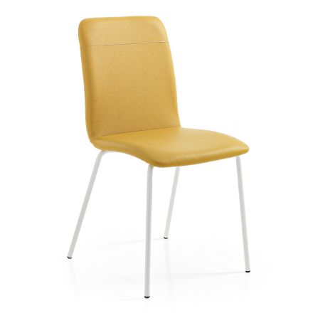 Krzesło do kuchni lub salonu z kolorowej sztucznej skóry i metalu - Hermiona Viadurini