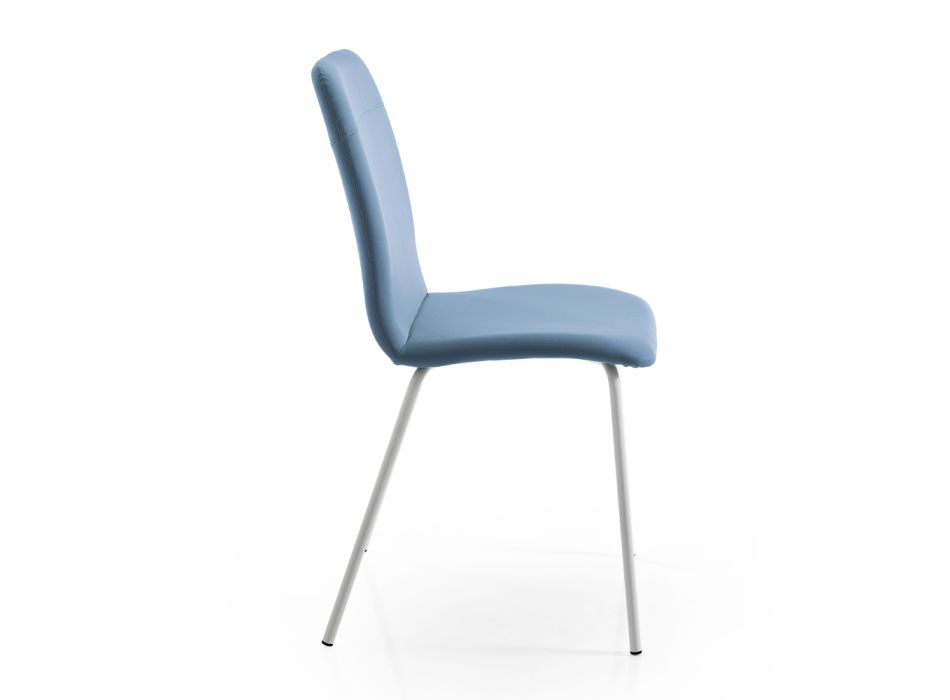 Krzesło do kuchni lub salonu z kolorowej sztucznej skóry i metalu - Hermiona Viadurini