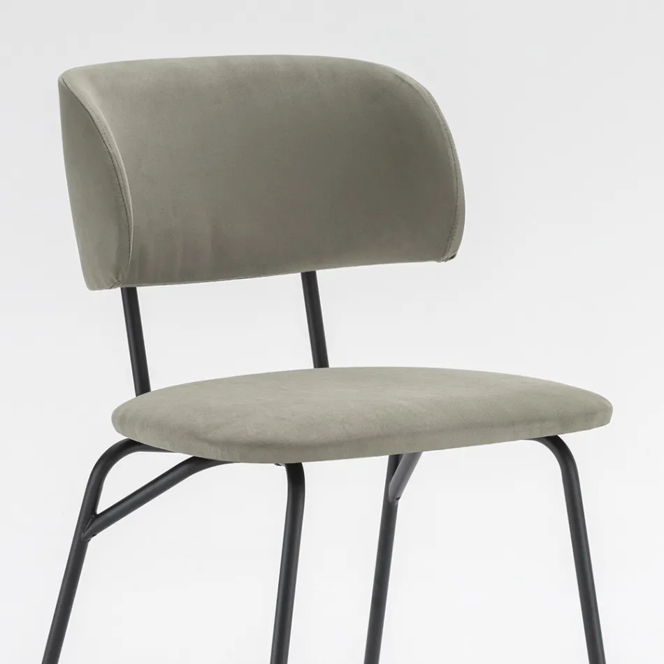 Krzesło kuchenne tapicerowane mikrofibrą Made in Italy, 2 sztuki - Rebecca Viadurini