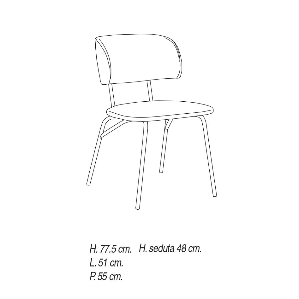 Krzesło kuchenne tapicerowane mikrofibrą Made in Italy, 2 sztuki - Rebecca Viadurini