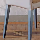 Krzesło kuchenne tapicerowane skórą o strukturze jesionu Made in Italy - Sunny Viadurini