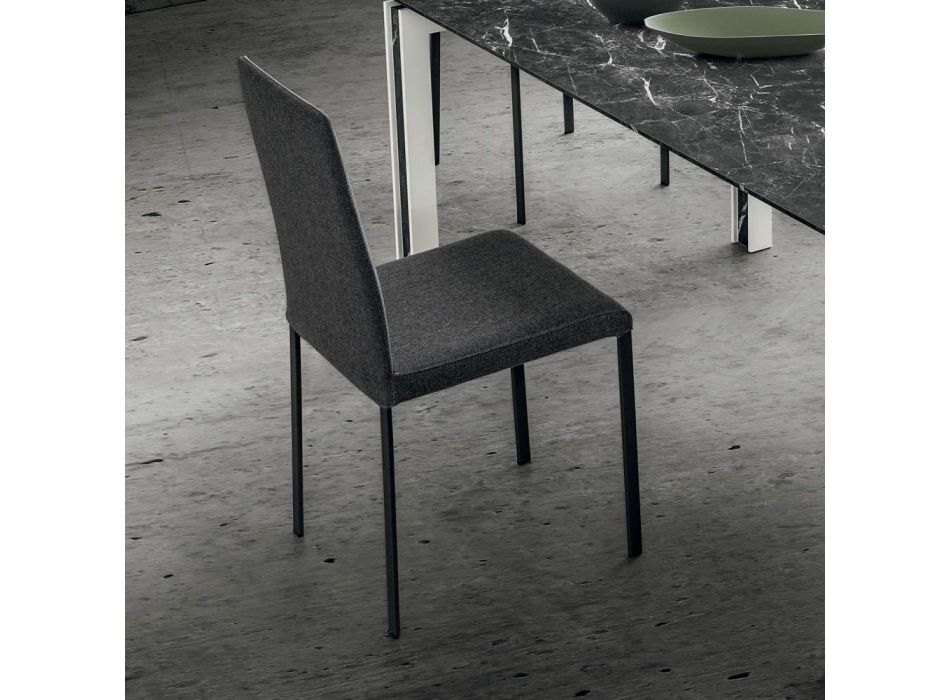 Krzesło kuchenne tapicerowane tkaniną Made in Italy, 2 sztuki - Mawi Viadurini