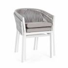 Krzesło ogrodowe z podłokietnikami w kolorze białym i szarym aluminium Homemotion - Rubio Viadurini