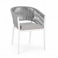 Krzesło ogrodowe z podłokietnikami w kolorze białym i szarym aluminium Homemotion - Rubio