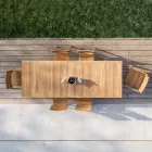 Krzesło ogrodowe z podłokietnikami z drewna tekowego - Marie Viadurini