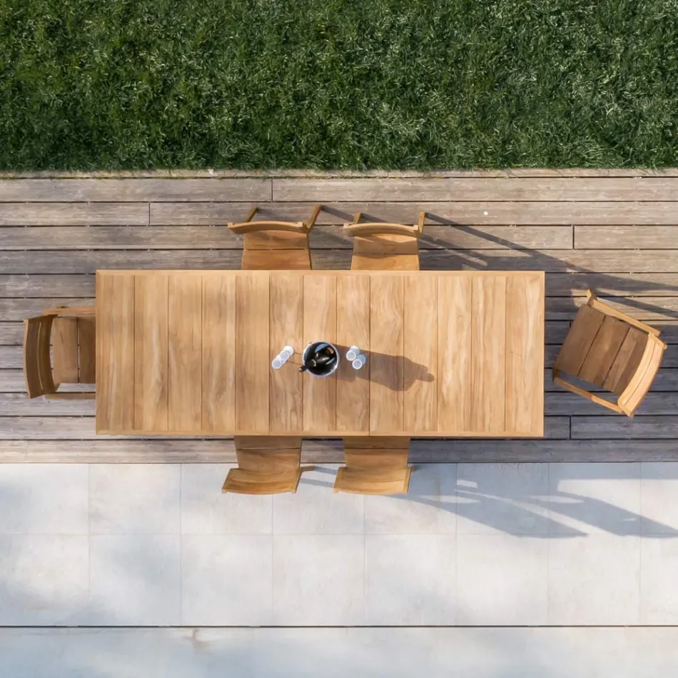 Krzesło ogrodowe z podłokietnikami z drewna tekowego - Marie Viadurini