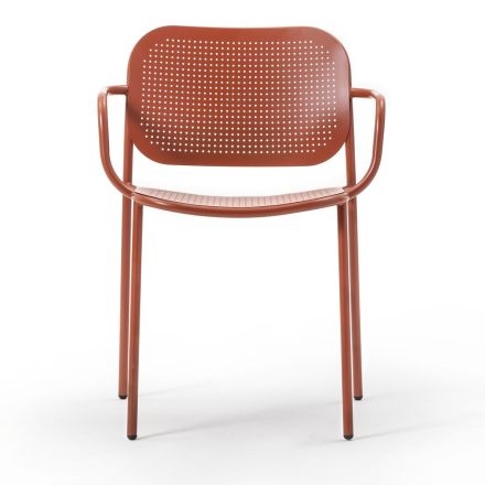 Krzesło ogrodowe z metalowymi podłokietnikami Made in Italy 2 sztuki - Synergy Viadurini