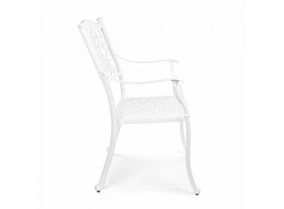 Krzesło ogrodowe do układania w stos z białego lub antracytowego aluminium, 4 sztuki - Ode Viadurini