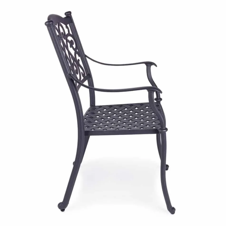 Krzesło ogrodowe do układania w stos z białego lub antracytowego aluminium, 4 sztuki - Ode Viadurini