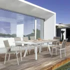 Krzesło ogrodowe z możliwością sztaplowania z aluminium i tkaniny, Homemotion 4 sztuki - Serge Viadurini