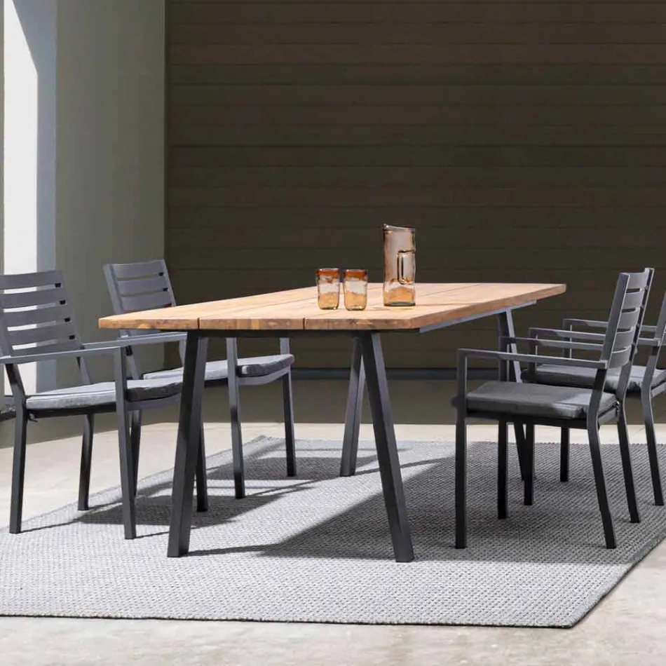 Krzesło ogrodowe Homemotion z możliwością układania w stosy, 4 sztuki - Carina Viadurini