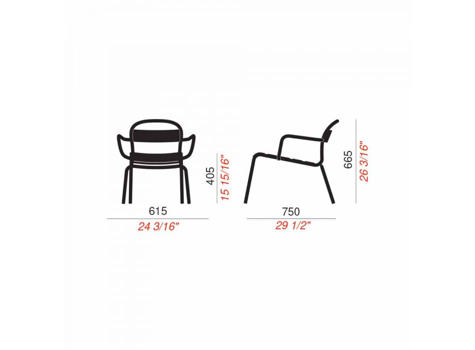 Aluminiowe krzesło do ustawiania w stosy Made in Italy, 2 sztuki - Shyla Viadurini