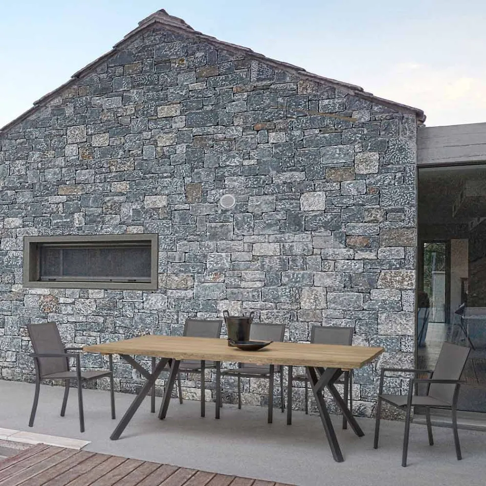 Krzesło ogrodowe z możliwością sztaplowania z malowanego aluminium, Homemotion, 4 sztuki - Vicki Viadurini