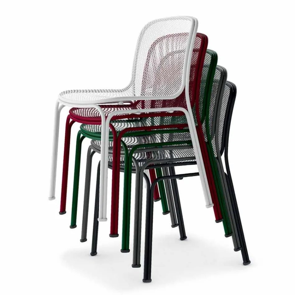 Metalowe krzesło do ustawiania w stosy Made in Italy, 4 sztuki - Prunella Viadurini