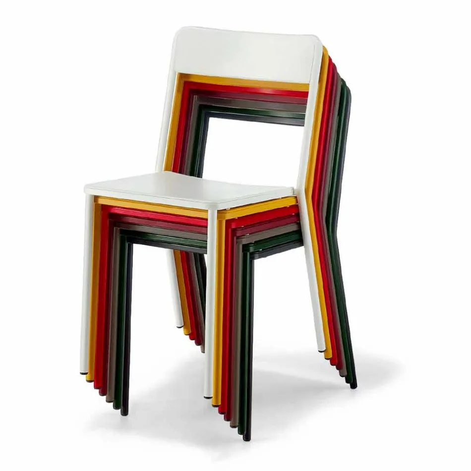 Metalowe krzesło do ustawiania w stosy Made in Italy, 4 sztuki - Xylia Viadurini