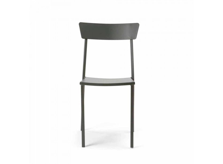 Krzesło ogrodowe do układania w stosy z malowanego metalu Made in Italy, 4 sztuki - tiul Viadurini