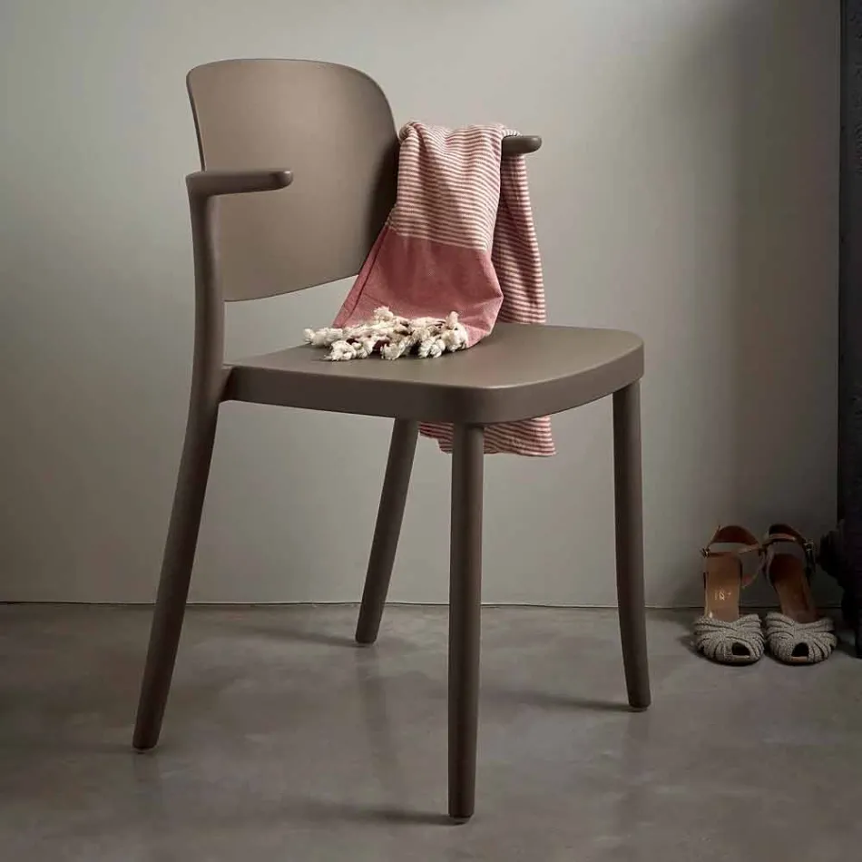 Krzesło ogrodowe z możliwością układania w stosy wykonane z polipropylenu Wykonane we Włoszech, 4 sztuki - Bertina Viadurini