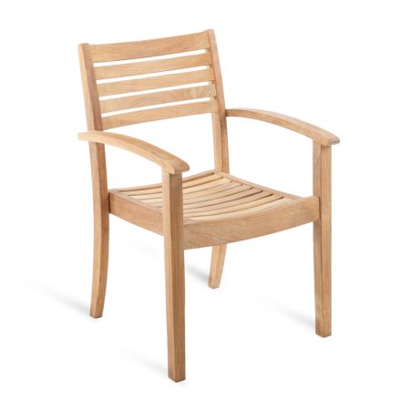 Krzesło ogrodowe z drewna tekowego z możliwością sztaplowania, wyprodukowane we Włoszech - Sleepy Viadurini