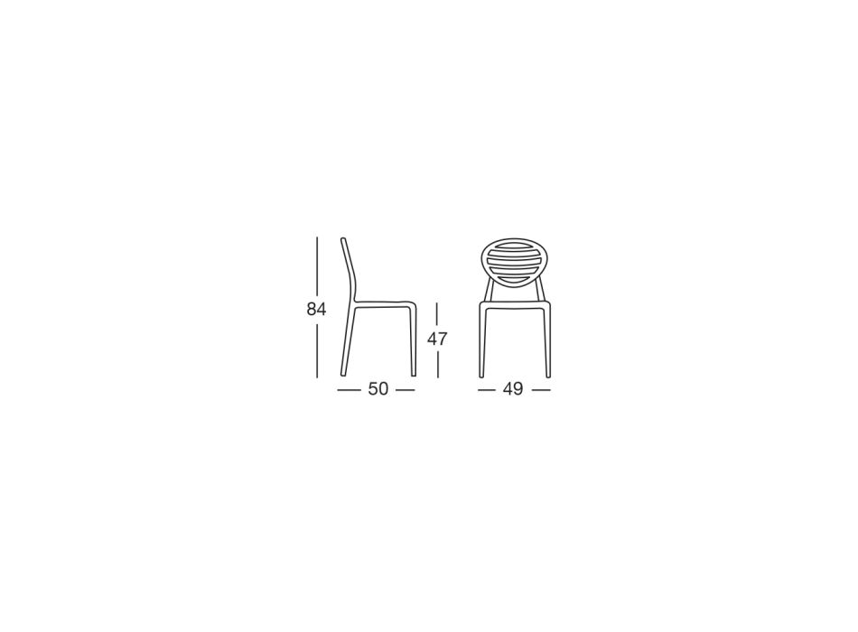 Krzesło ogrodowe do układania w stosy z technopolimeru Made in Italy 6 sztuk - Rosaria Viadurini