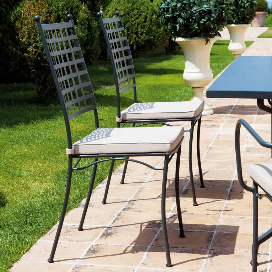 Krzesło ogrodowe ze stali ocynkowanej do układania w stosy 4 sztuki Made in Italy - Sibo Viadurini