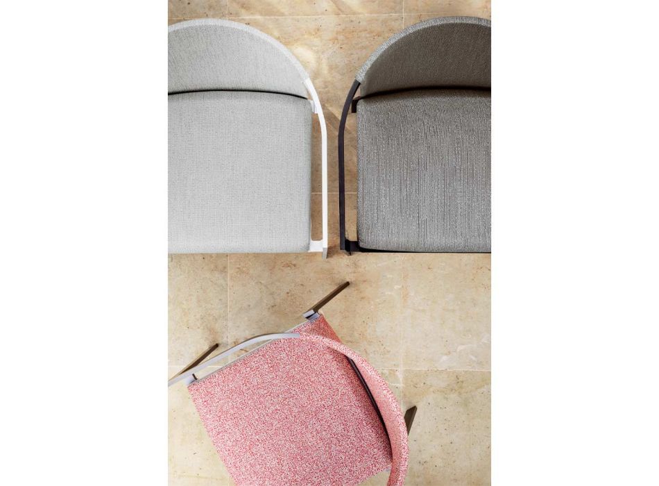 Krzesło aluminiowe ogrodowe z poduszką lub bez, wysokiej jakości, 4 szt. - Filomena Viadurini