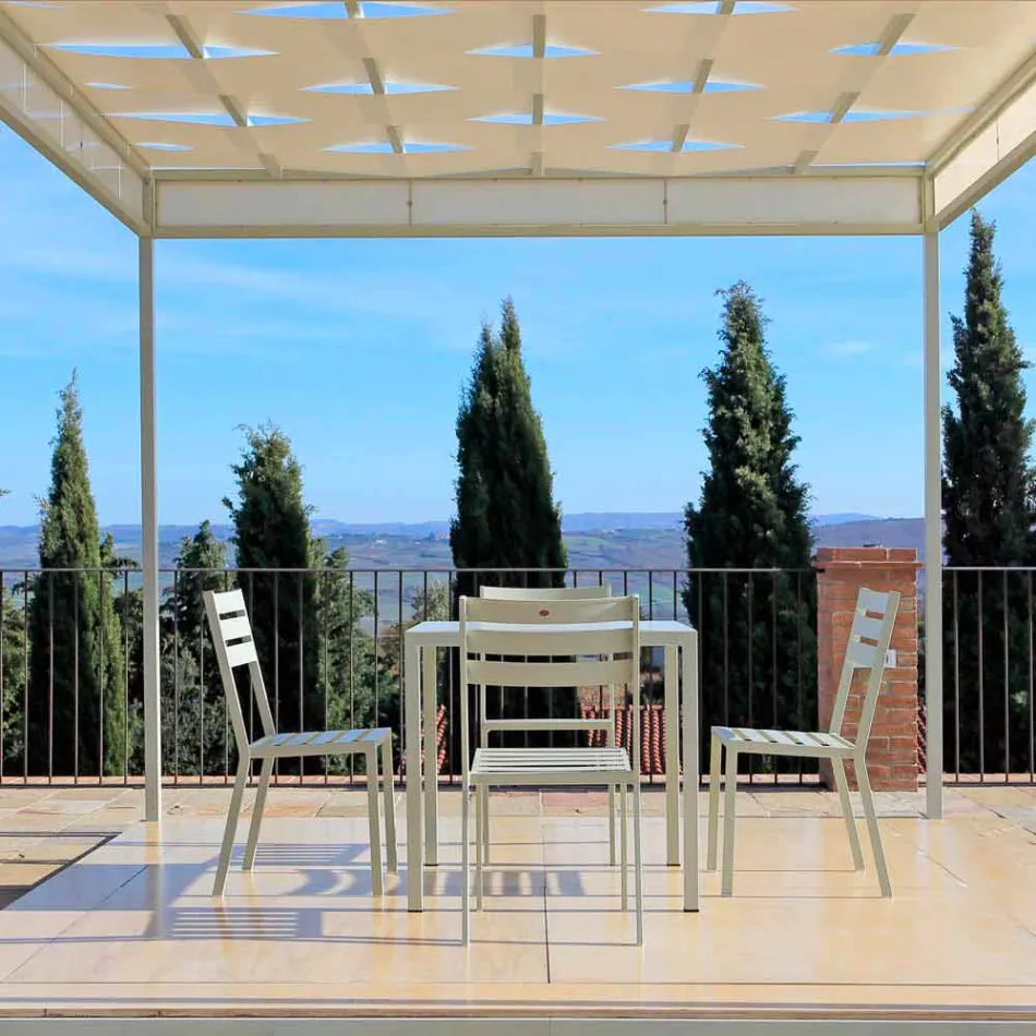 Krzesło ogrodowe z perłowo białego lakierowanego żelaza Made in Italy 4 sztuki - Bernie Viadurini