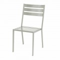 Krzesło ogrodowe z perłowo białego lakierowanego żelaza Made in Italy 4 sztuki - Bernie