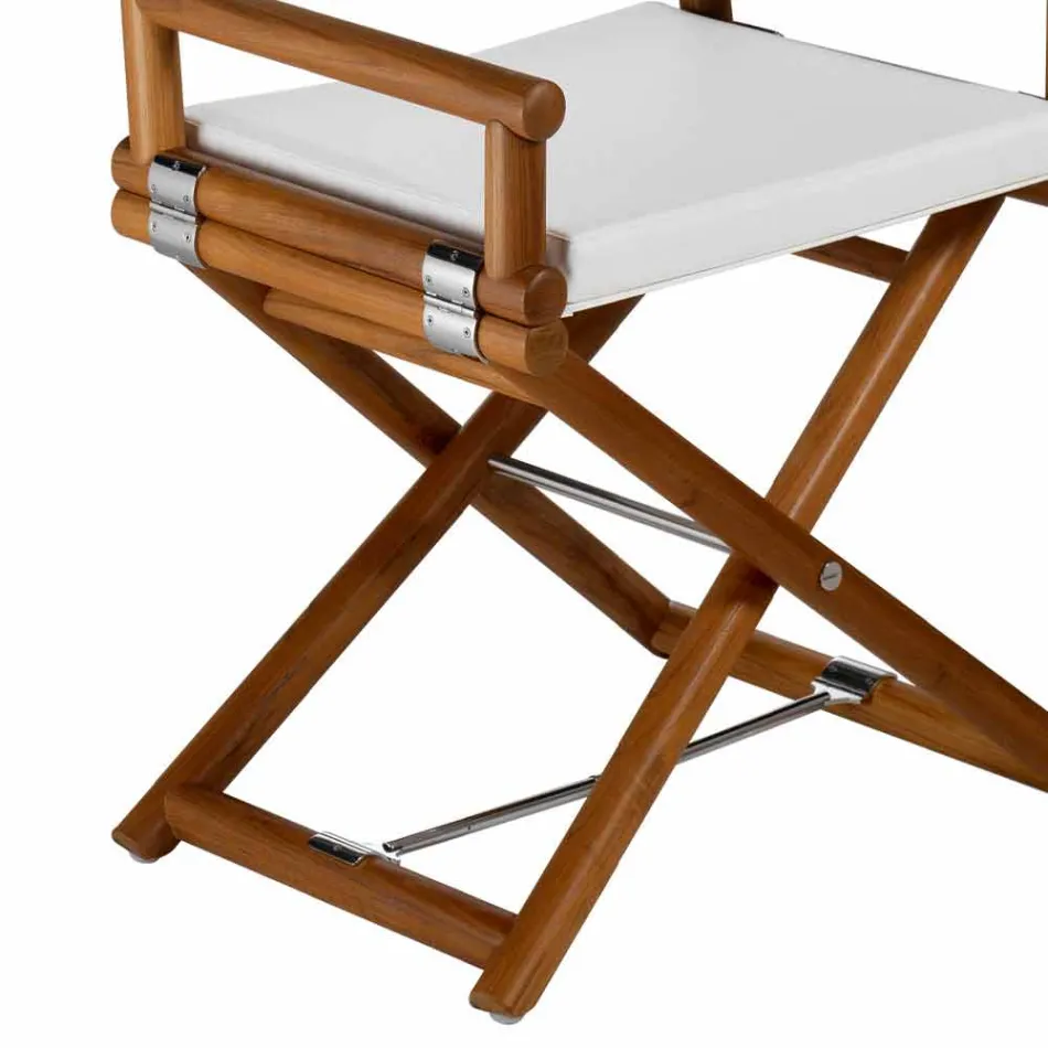 Krzesło ogrodowe z naturalnego drewna lub czarnej tkaniny designerskiej z możliwością ponownego uszczelnienia - Suzana Viadurini