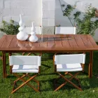 Krzesło ogrodowe z naturalnego drewna lub czarnej tkaniny designerskiej z możliwością ponownego uszczelnienia - Suzana Viadurini