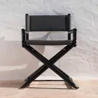 Krzesło ogrodowe z naturalnego drewna lub czarnej tkaniny designerskiej z możliwością ponownego uszczelnienia - Suzana Viadurini