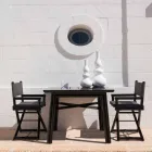 Krzesło ogrodowe z naturalnego drewna lub czarnej tkaniny designerskiej z możliwością ponownego uszczelnienia - Suzana Viadurini