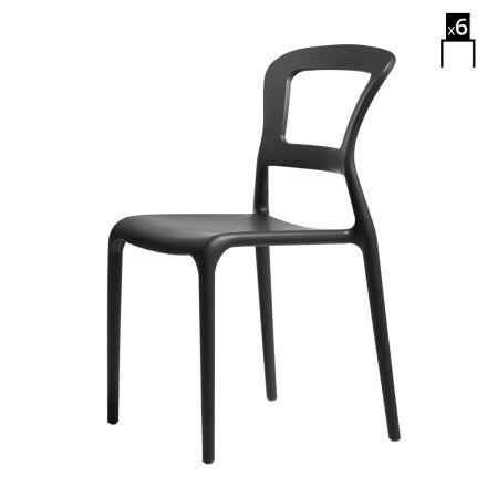 Krzesło ogrodowe z technopolimeru Made in Italy 6 sztuk - Piperita Viadurini