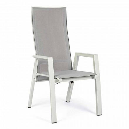 Krzesło ogrodowe z tkaniny Textilene z odchylanym oparciem, 4 sztuki - Virgi Viadurini