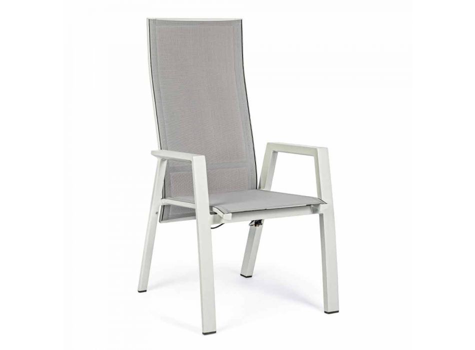 Krzesło ogrodowe z tkaniny Textilene z odchylanym oparciem, 4 sztuki - Virgi Viadurini