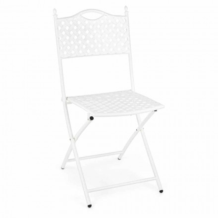 Składane krzesło ogrodowe w matowym wykończeniu z białej stali, 2 sztuki - Corma Viadurini