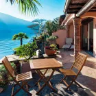 Składane krzesło ogrodowe z drewna akacjowego, 2 sztuki - Grima Viadurini