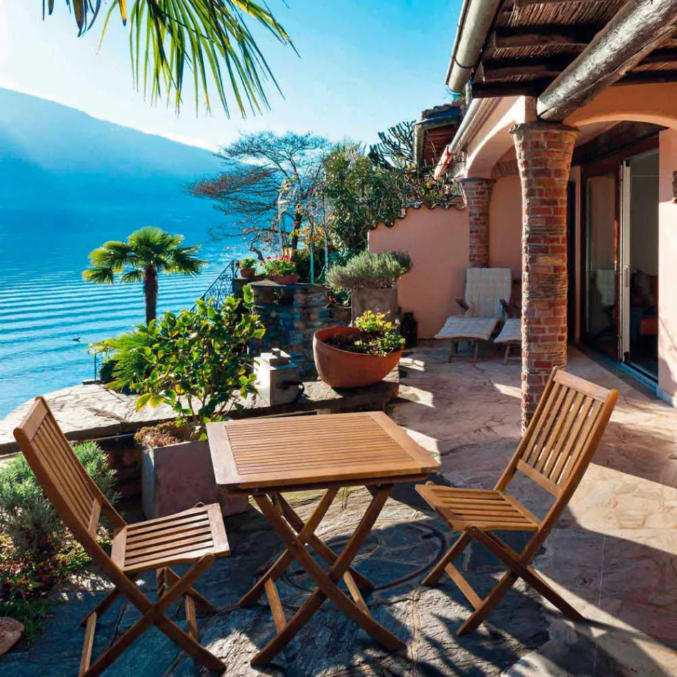 Składane krzesło ogrodowe z drewna akacjowego, 2 sztuki - Grima Viadurini