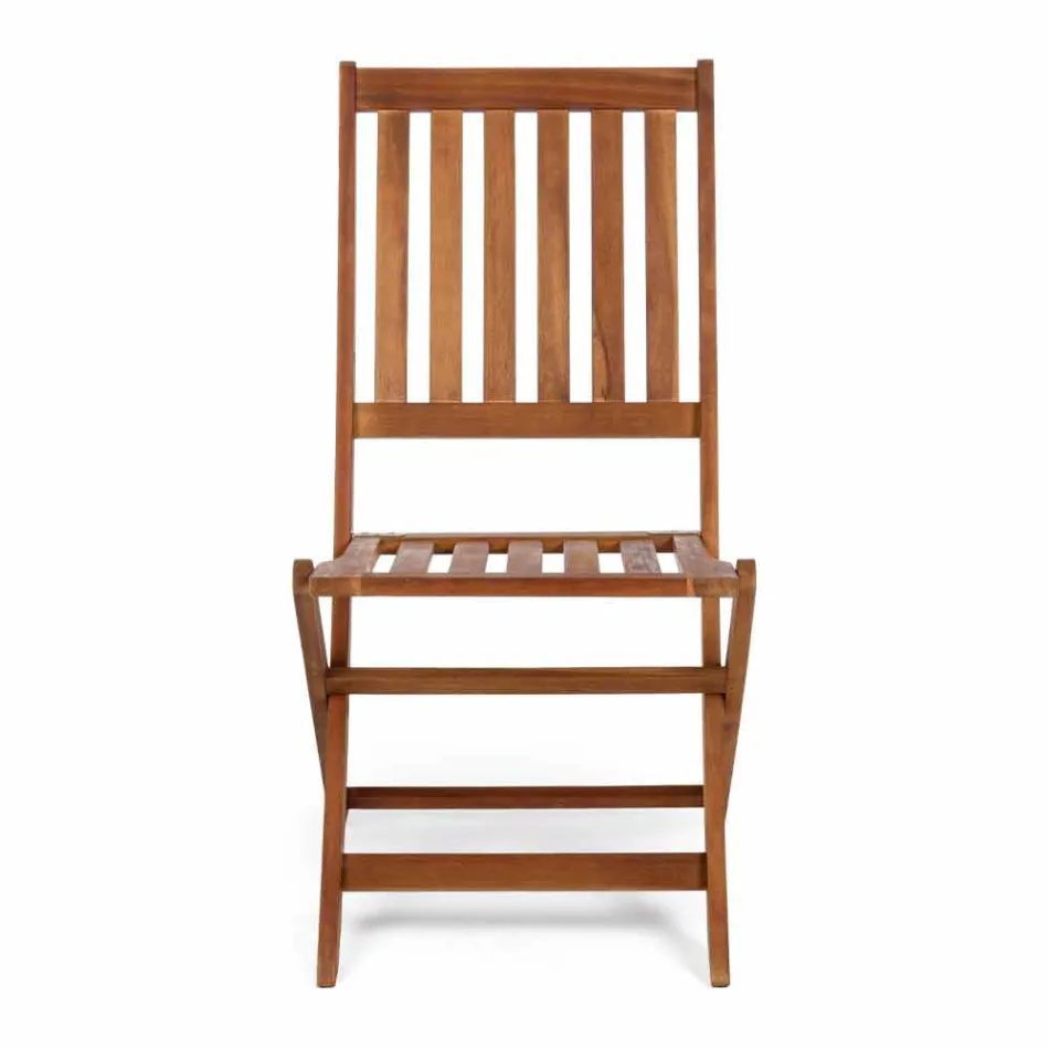 Składane krzesło ogrodowe z drewna akacjowego, 2 sztuki - Grima Viadurini