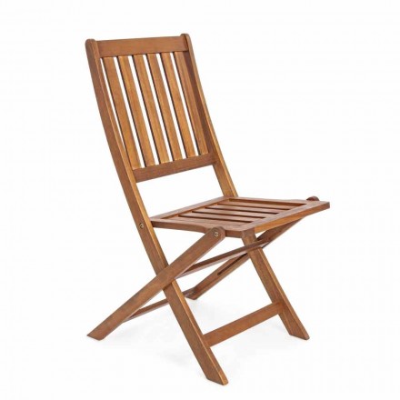 Składane krzesło ogrodowe z drewna akacjowego, 2 sztuki - Grima Viadurini
