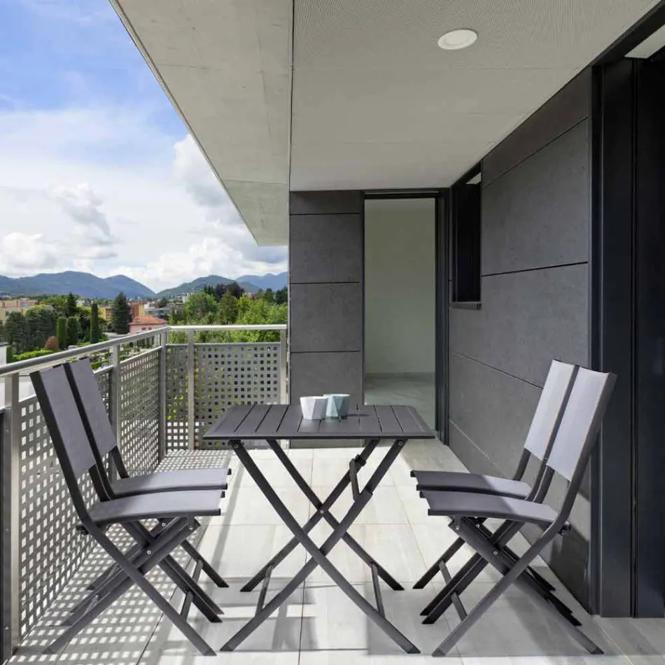 Składane krzesło ogrodowe z materiału tekstylnego i aluminium, 4 sztuki - Holly Viadurini