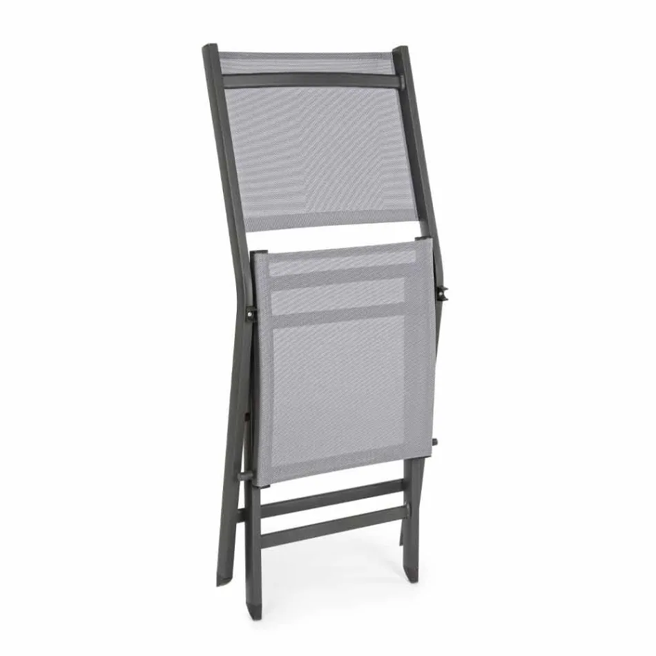Składane krzesło ogrodowe z materiału tekstylnego i aluminium, 4 sztuki - Holly Viadurini