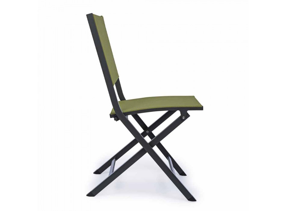 Składane krzesło ogrodowe z materiału tekstylnego i aluminium, 4 sztuki - Holly Viadurini