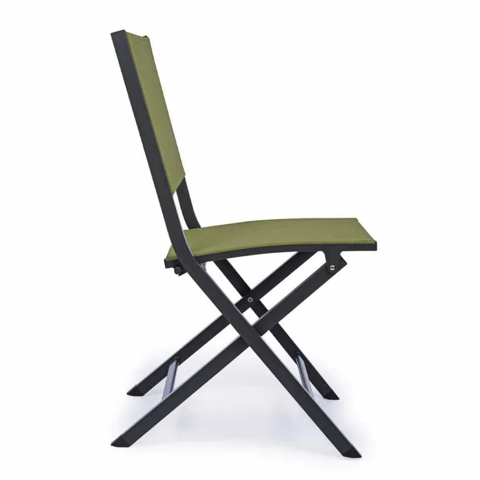 Składane krzesło ogrodowe z materiału tekstylnego i aluminium, 4 sztuki - Holly Viadurini