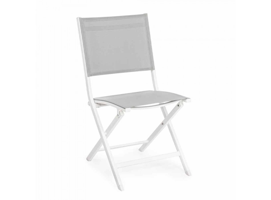 Składane krzesło ogrodowe z materiału tekstylnego i aluminium, 4 sztuki - Holly Viadurini
