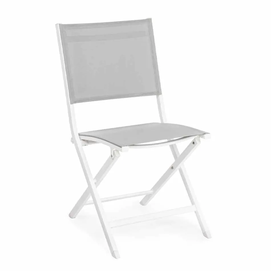 Składane krzesło ogrodowe z materiału tekstylnego i aluminium, 4 sztuki - Holly Viadurini