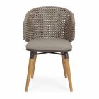 Krzesło ogrodowe Tortora z drewna, aluminium i tkaniny Homemotion - Luana Viadurini